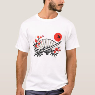 Camiseta Abanico plegable japonés minimalista Sol rojo Esté