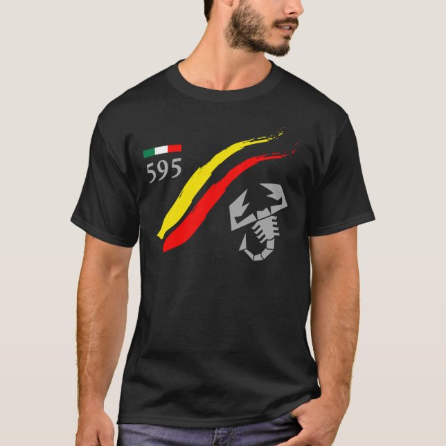 Camiseta Abarth 595 Scorpion Black Car Classic T-Shirt (Anverso)