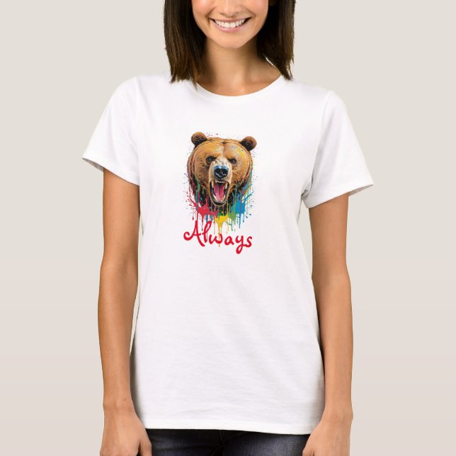 Camiseta Abastecimiento de oso enojado salpicador de acuare (Anverso)