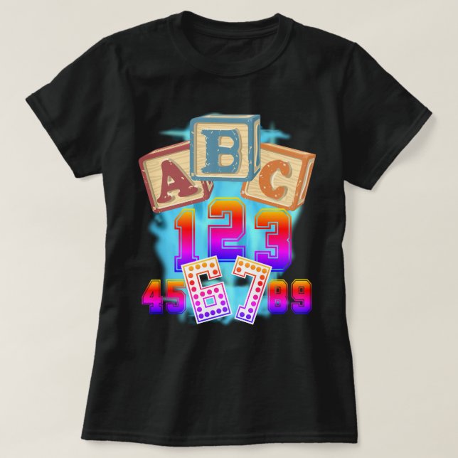 Camiseta ABC 123 67 Teacher  (Diseño del anverso)