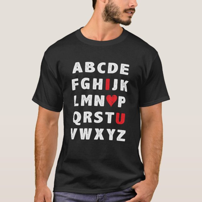 Camiseta ABC Alphabet I love you Día de San Valentín Englis (Anverso)