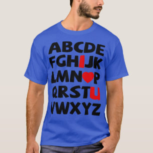 Camiseta Abc Alphabet Love Día de San Valentín Gift Para Gi