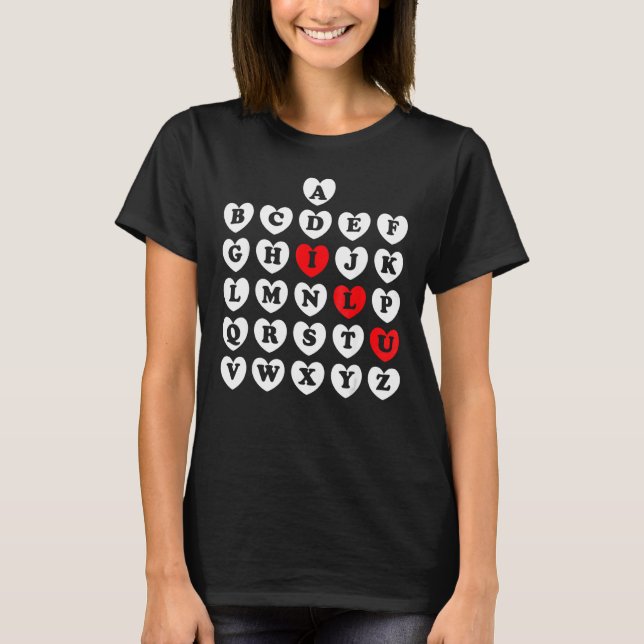 Camiseta Abc Alphabet Teacher de Inglés Valentine S Day Abc (Anverso)