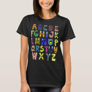 Camiseta ABC Cute Monster Alphabet Halloween Teacher Costum