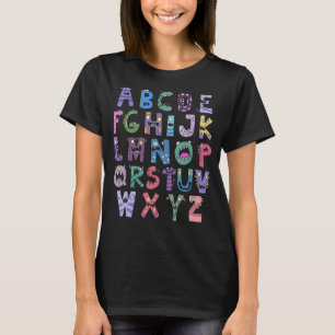 Camiseta ABC Cute Monster Alphabet Halloween Teacher Costum
