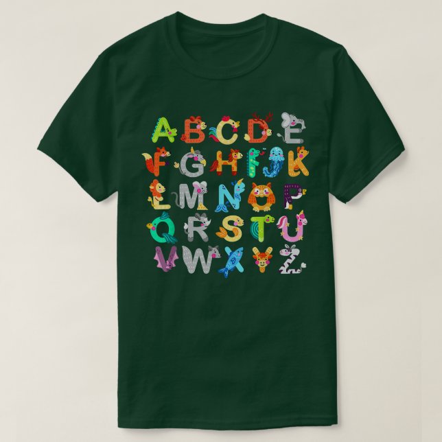 Camiseta ABC de los animales alfabetos aprendiendo a enseña (Diseño del anverso)