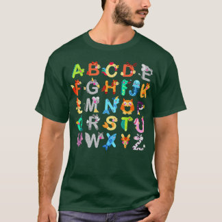 Camiseta ABC de los animales alfabetos aprendiendo a enseña