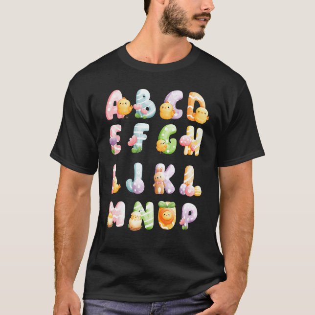 Camiseta Abc Easter Alphabet Easter Animals Niños Té Escola (Anverso)