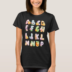 Camiseta Abc Easter Alphabet Easter Animals Niños Té Escola