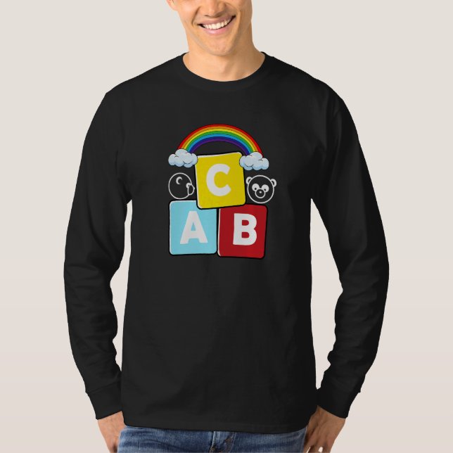 Camiseta Abc Letters  Back To School Student Teacher Pandas (Anverso)