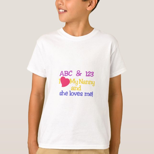 Camiseta ¡ABC y 123 I mi niñera y ella me ama! (Anverso)