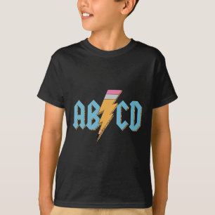 Camiseta Abcd Pencil Lightning Rock'n Roll Teacher De Nuevo