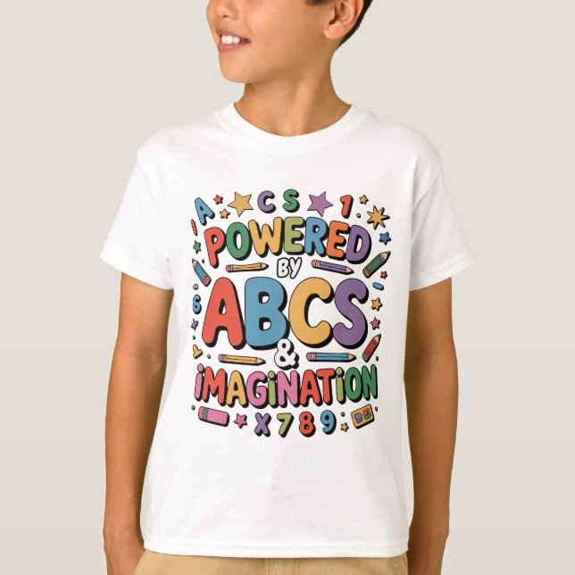 Camiseta ABCs & Imagination - Colorful Kids Learning Fun (Anverso)
