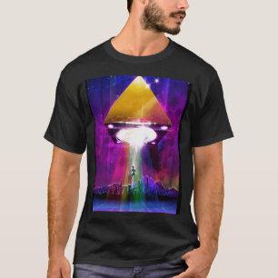 Camiseta Abducción (Tetra) - Pirámide Retro Synthwave Ufo