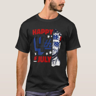 Camiseta Abe Lincoln Beard Gafas de sol y Bandera Americana