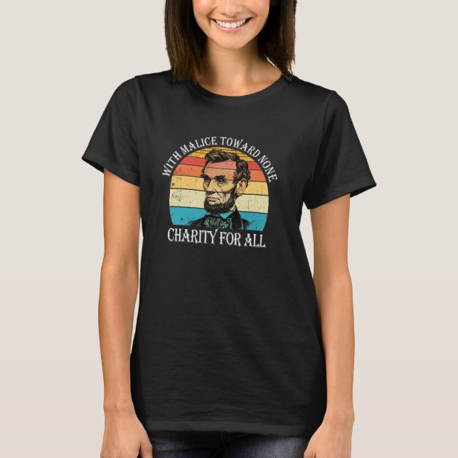 Camiseta Abe Lincoln con malicia hacia ninguna, con caridad (Anverso)