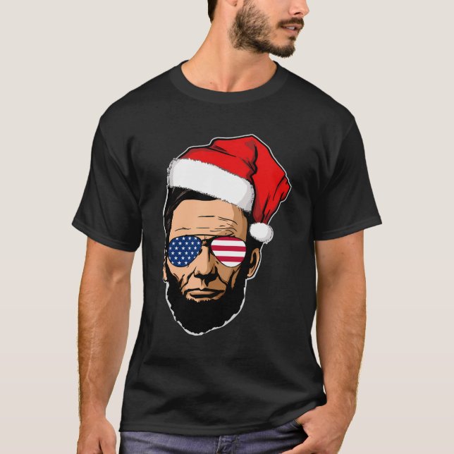 Camiseta Abe Lincoln Con Santa Hat Abraham Lincoln Christm (Anverso)