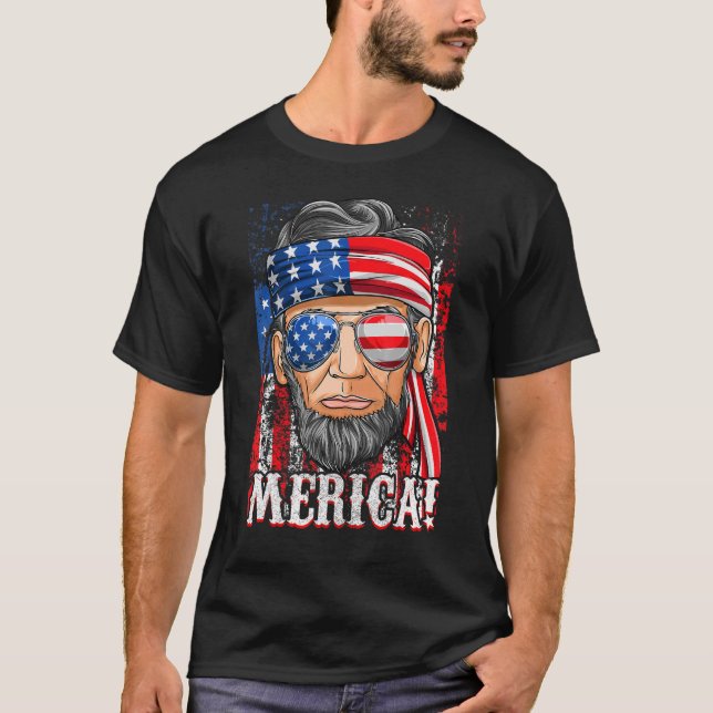 Camiseta Abe Lincoln Merica Bandera Estadounidense 4 De Jul (Anverso)