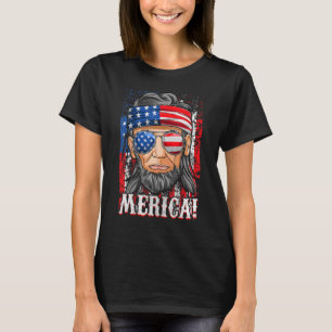 Camiseta Abe Lincoln Mullet Bandera Patriótica Americana