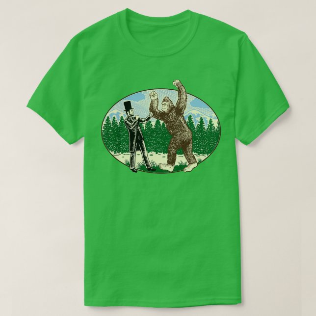 Camiseta ABE Lincoln Sasquatch Hunter Bigfoot (Diseño del anverso)