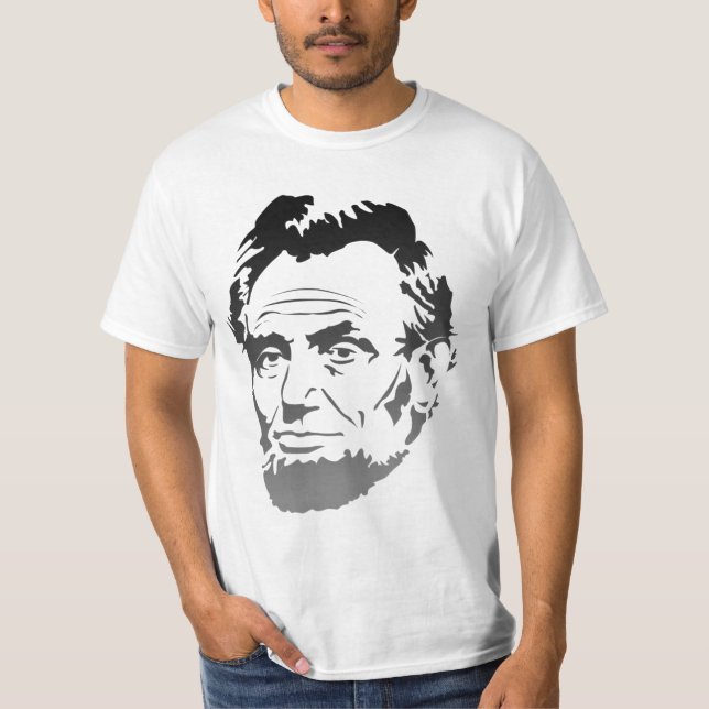 Camiseta Abe Lincoln se desvanece en retrato gris - camiset (Anverso)