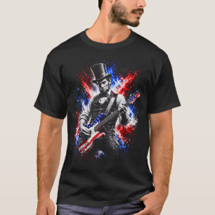 Camiseta Abe Lincoln tocando la guitarra bandera de EE. UU.