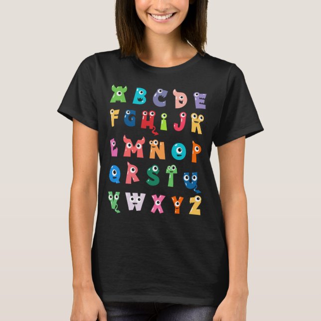 Camiseta Abecedario Monstruo Lindo Abc Halloween Profesor (Anverso)
