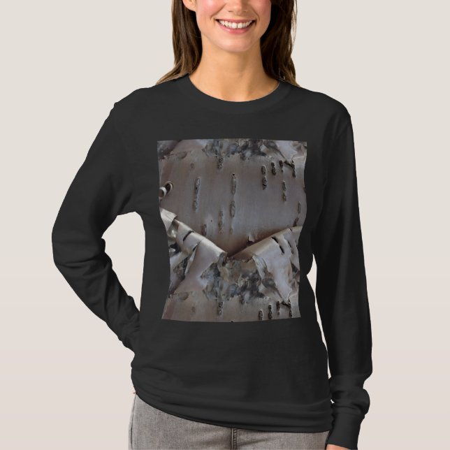 Camiseta Abedul Rizado Corteza Árbol Rústico (Anverso)