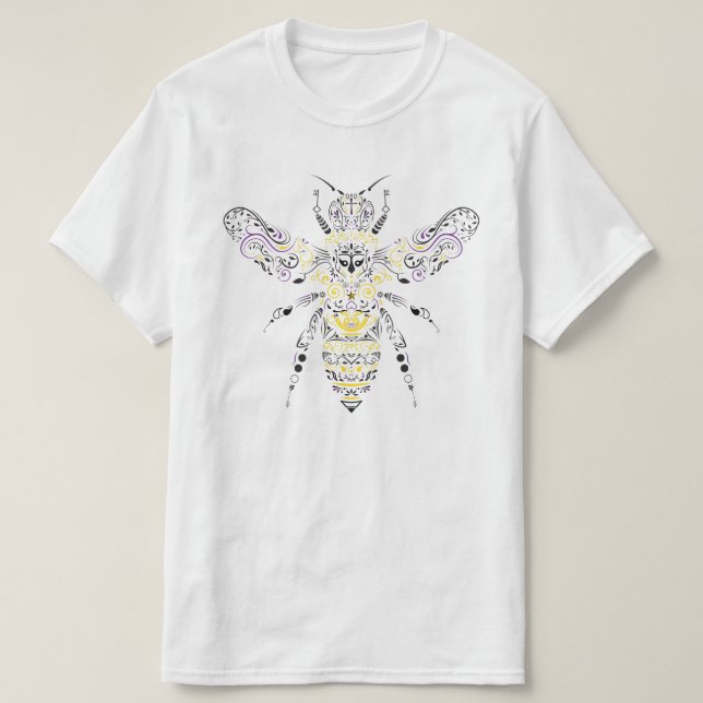 Camiseta abeja adornada de la miel (Diseño del anverso)