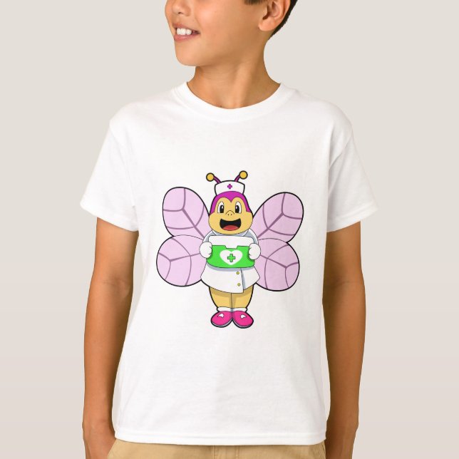 Camiseta Abeja como enfermera con el kit de la primera dosi (Anverso)
