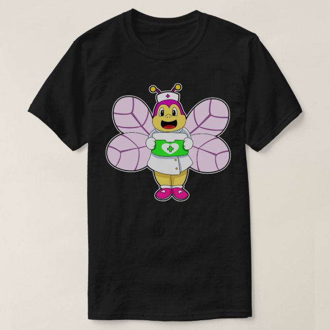 Camiseta Abeja como enfermera con el kit de la primera dosi (Diseño del anverso)