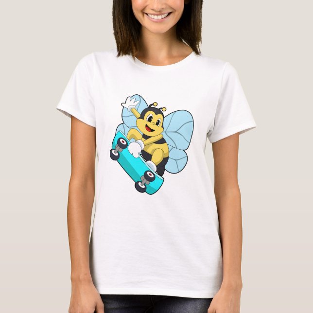 Camiseta Abeja como patinador con monopatín (Anverso)