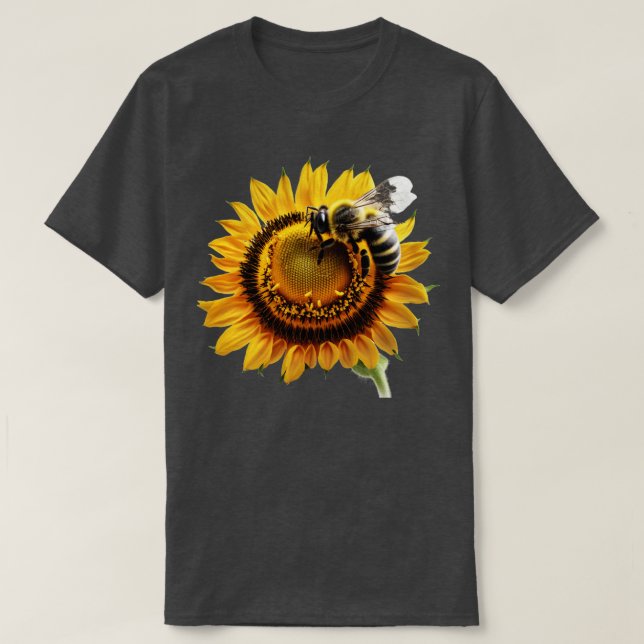 Camiseta abeja con girasol 118 (Diseño del anverso)