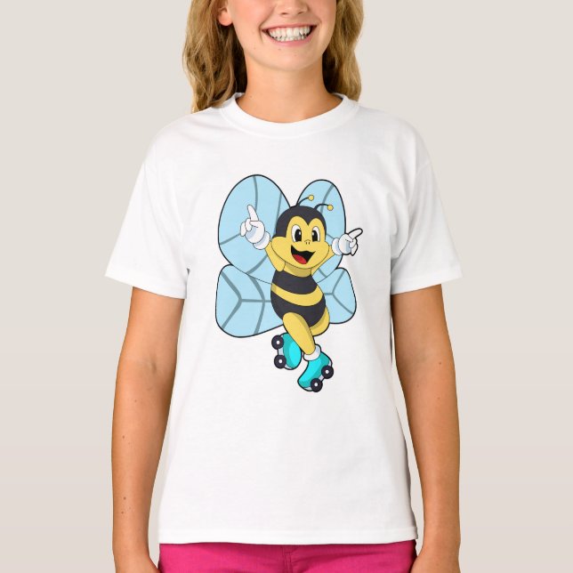 Camiseta Abeja con patines de rodillos (Anverso)