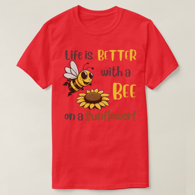 Camiseta Abeja con un girasol 68 (Diseño del anverso)