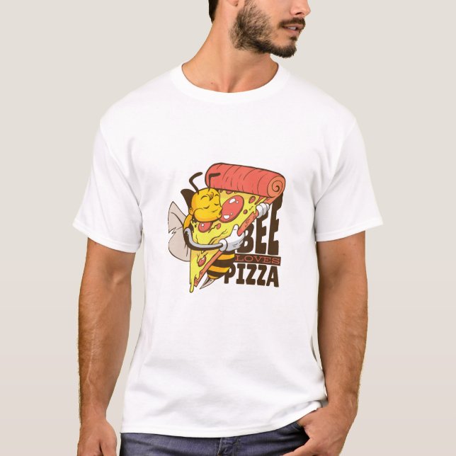 Camiseta Abeja Cool Ama las Bromas de Pizza (Anverso)