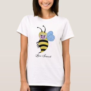 Camiseta Abeja Cuidada De Acuarela Con Sonrisa Feliz