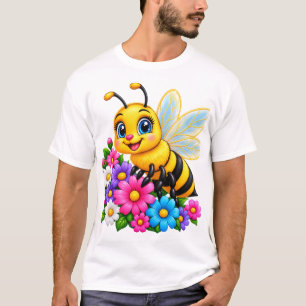 Camiseta Abeja Cute y Flores Coloridas – Abeja Adorable