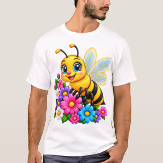 Camiseta Abeja Cute y Flores Coloridas – Abeja Adorable