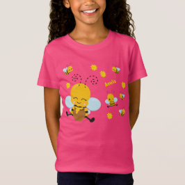 Camiseta Abeja de burbuja feliz con flores rosadas