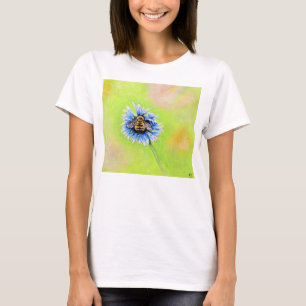 Camiseta Abeja de burbujas en pintura de flores