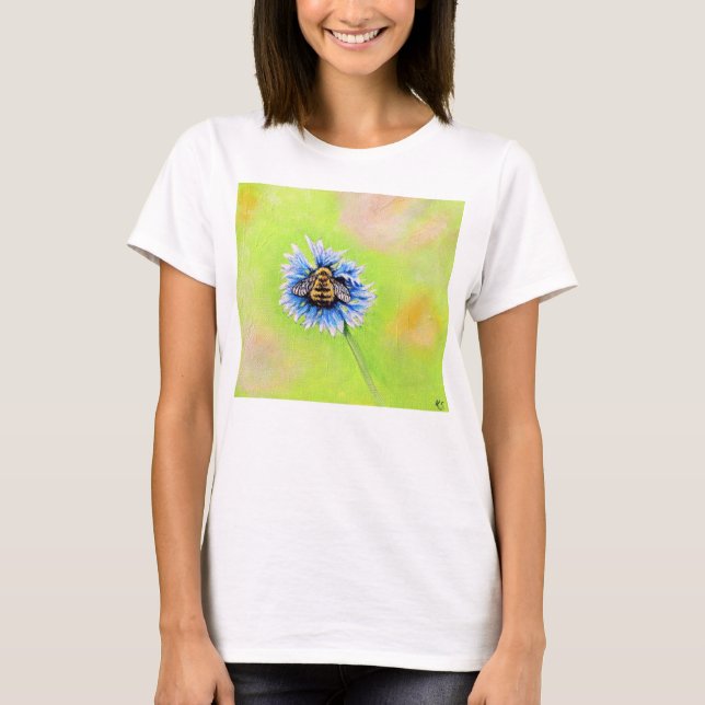 Camiseta Abeja de burbujas en pintura de flores (Anverso)