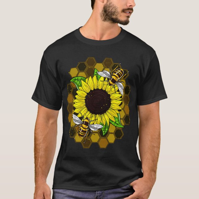 Camiseta Abeja de Girasol Hippie (Anverso)