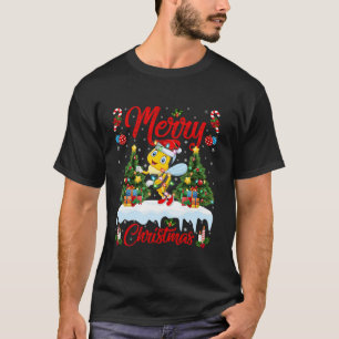 Camiseta Abeja de miel Árbol de Navidad iluminar Santa Miel
