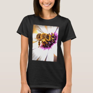 Camiseta Abeja De Miel Sobre El Arte Acrílico De La Daisy A
