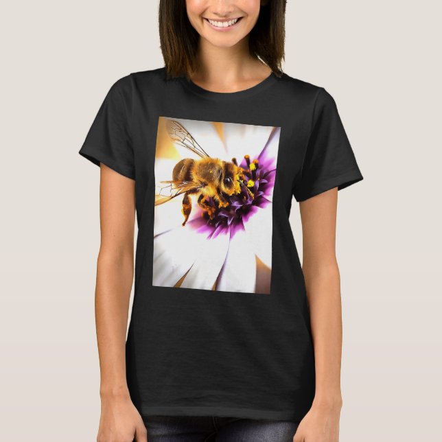 Camiseta Abeja De Miel Sobre El Arte Acrílico De La Daisy A (Anverso)