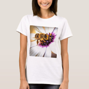 Camiseta Abeja De Miel Sobre El Arte Acrílico De La Daisy A