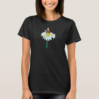 Camiseta Abeja de miel sobre una flor blanca