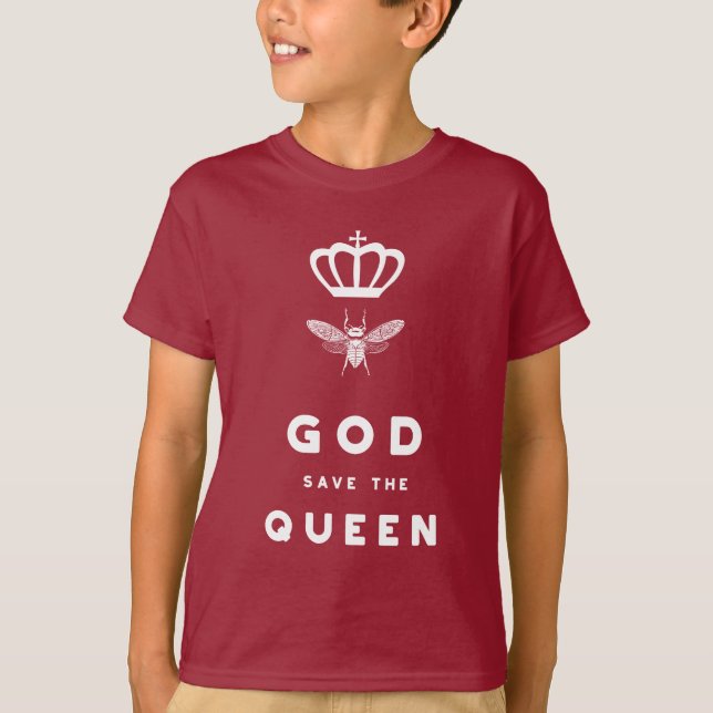 Camiseta Abeja divertida. God Save the Queen. Humor Nerdy (Anverso)
