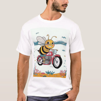 Camiseta Abeja en moto en el océano